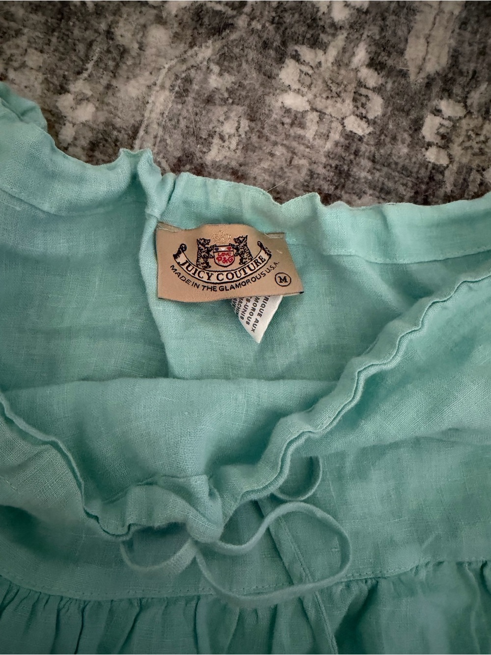 Vintage Juicy Couture Aqua Tiered Ruffle Mini Skirt - Picture 2 of 3